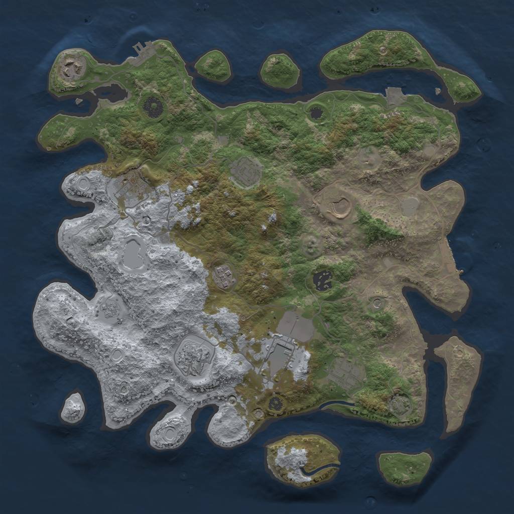 Rust Map: Procedural Map, Size: 3750, Seed: 622312344, 17 Monuments