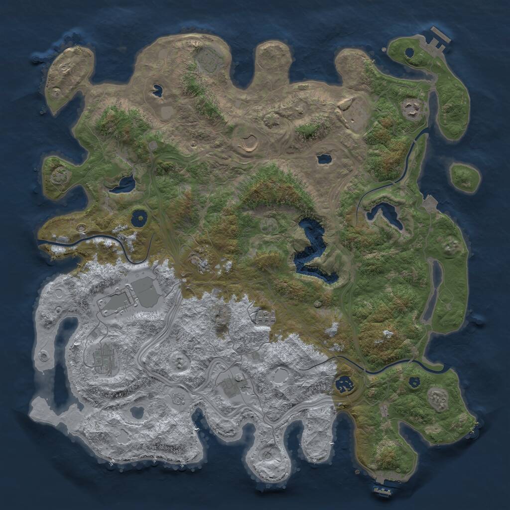 Rust Map: Procedural Map, Size: 4500, Seed: 124, 16 Monuments