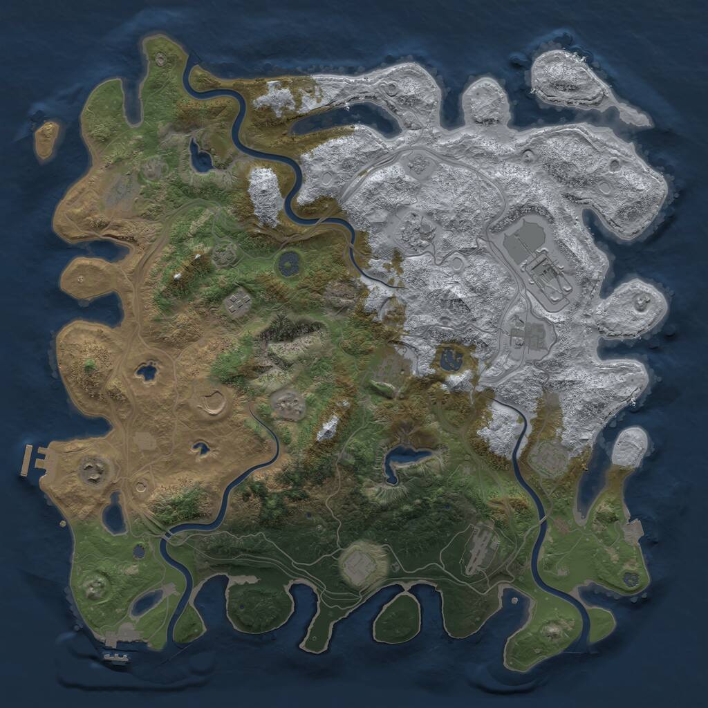 Rust Map: Procedural Map, Size: 4500, Seed: 1999215833, 19 Monuments
