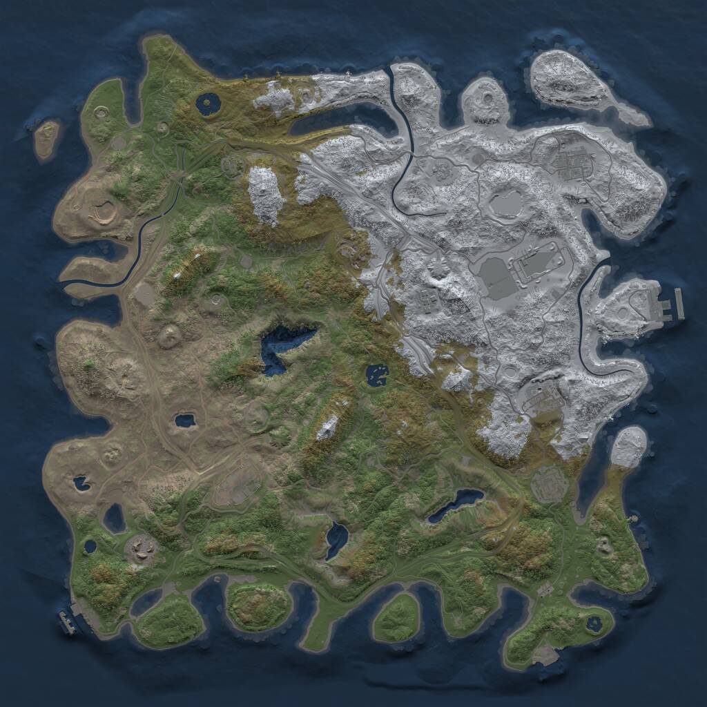 Rust Map: Procedural Map, Size: 4500, Seed: 1999215833, 16 Monuments