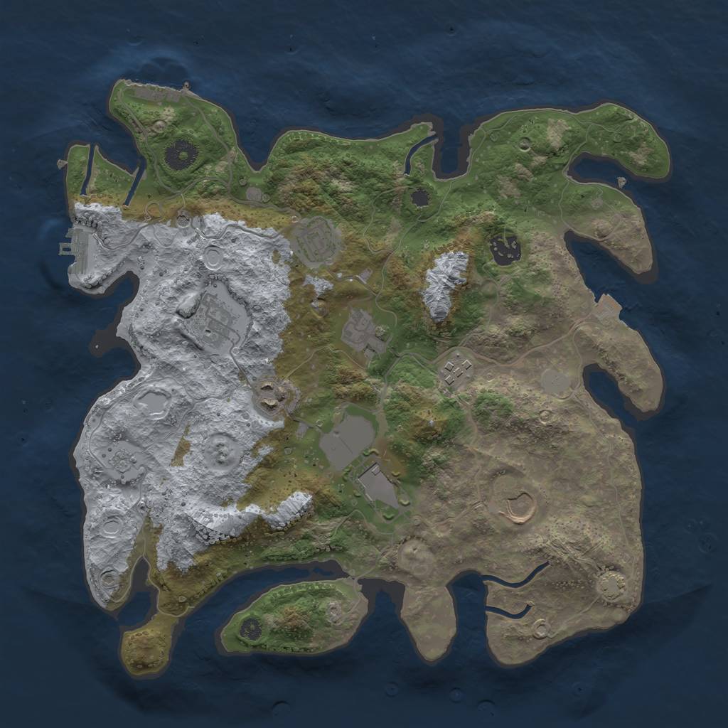 Rust Map: Procedural Map, Size: 3500, Seed: 505700778, 16 Monuments