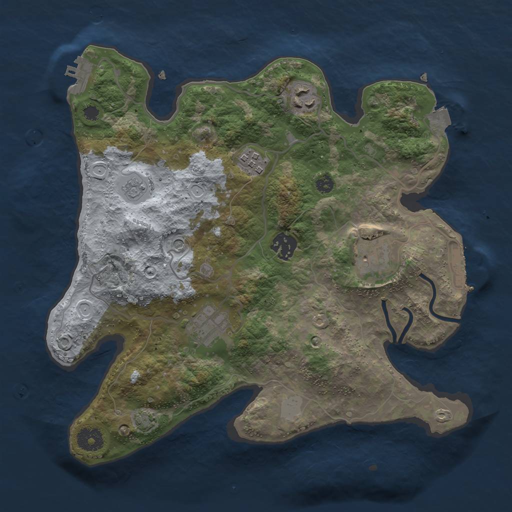 Rust Map: Procedural Map, Size: 3000, Seed: 151672, 13 Monuments