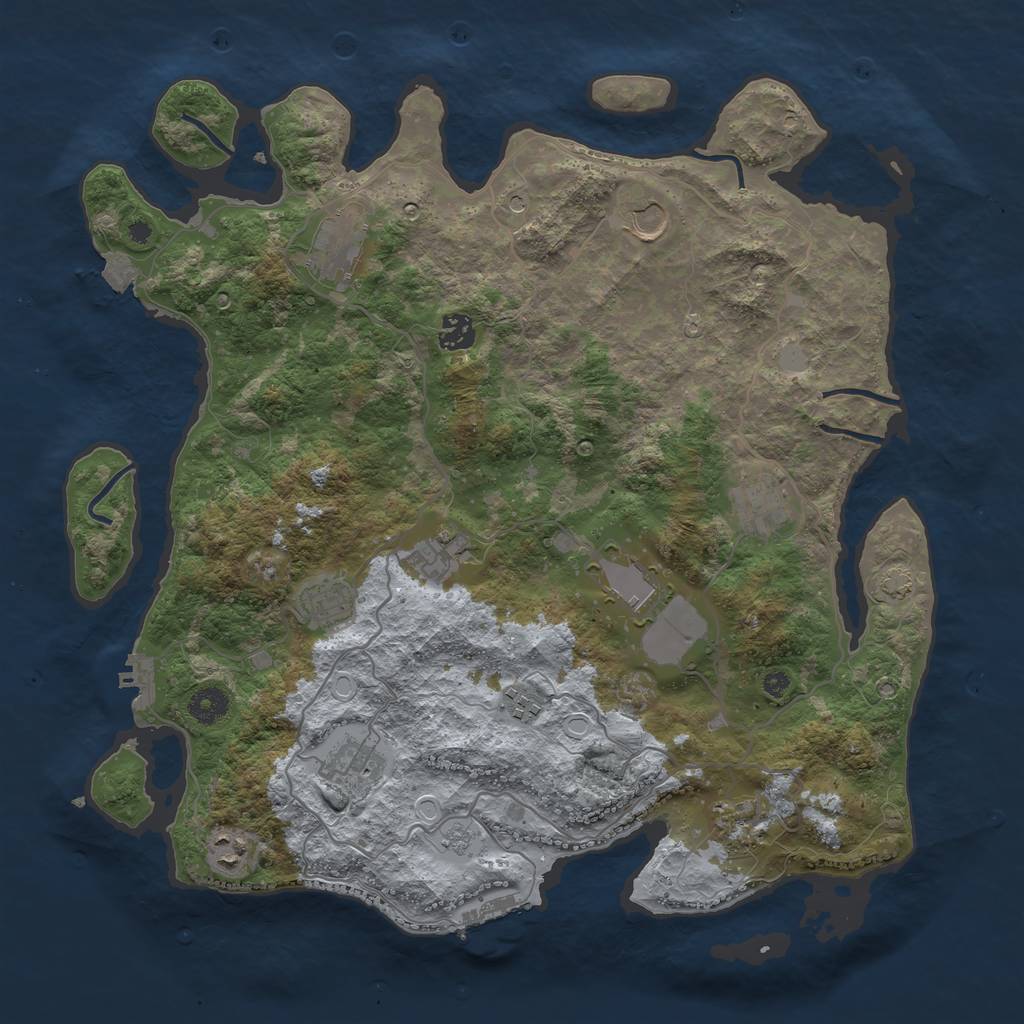 Rust Map: Procedural Map, Size: 4000, Seed: 1086775430, 19 Monuments