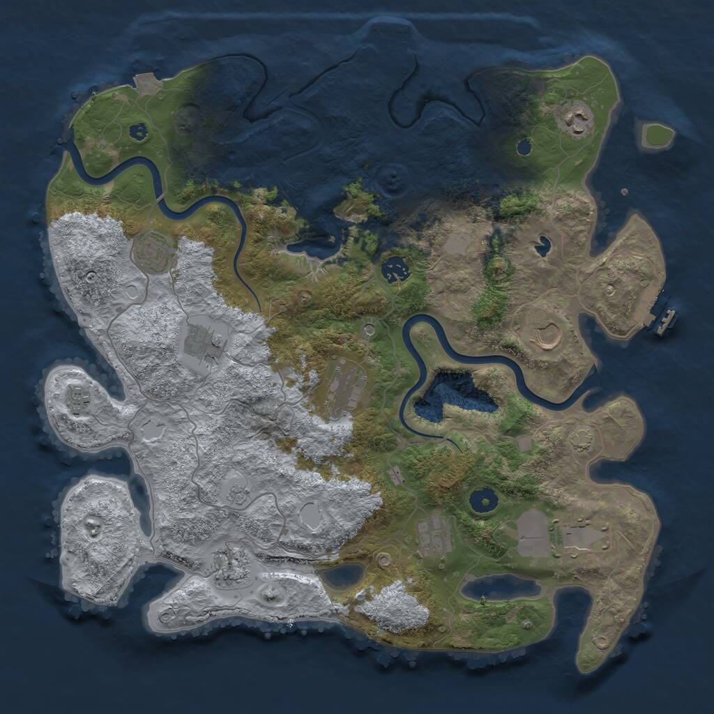 Rust Map: Procedural Map, Size: 4000, Seed: 46218033, 16 Monuments