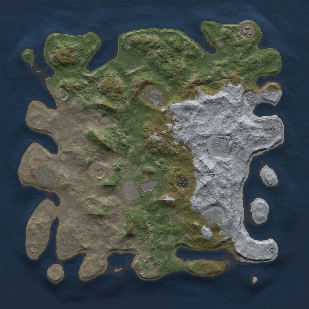 Rust Map: Barren, Size: 4300, Seed: 67341323, 14 Monuments