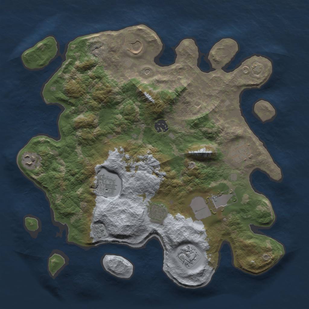 Rust Map: Barren, Size: 3550, Seed: 19138725, 13 Monuments