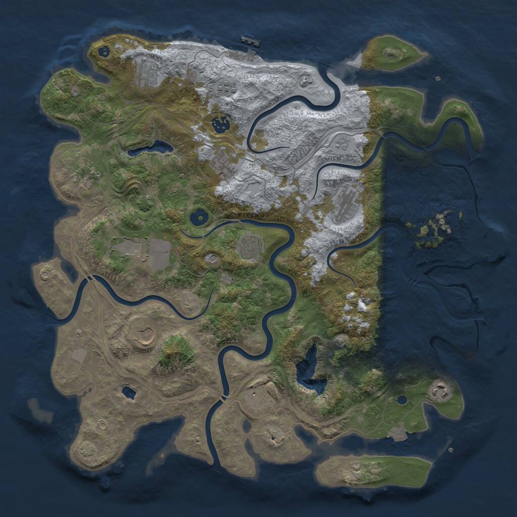 Rust Map: Procedural Map, Size: 4400, Seed: 90947069, 17 Monuments