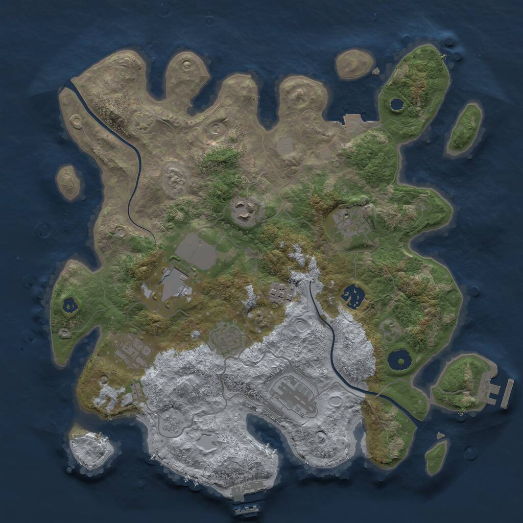 Rust Map: Procedural Map, Size: 3500, Seed: 98233452, 14 Monuments