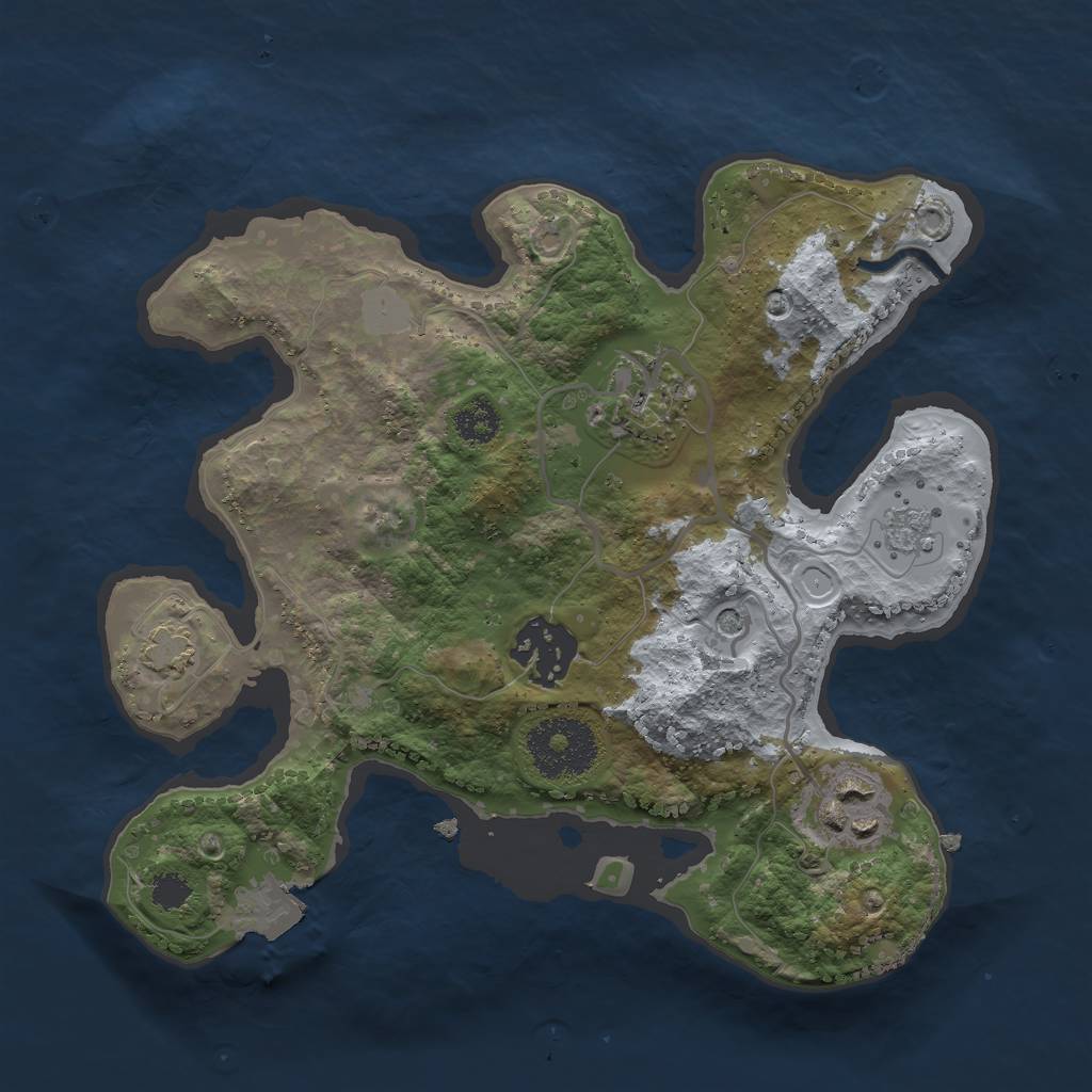 Rust Map: Procedural Map, Size: 2500, Seed: 86744555, 9 Monuments
