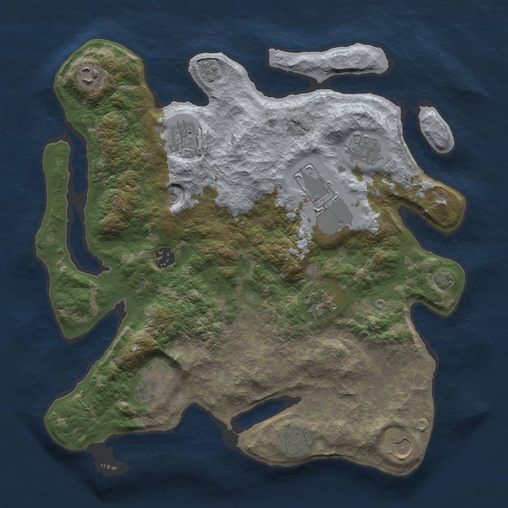 Rust Map: Barren, Size: 3750, Seed: 28111472, 14 Monuments