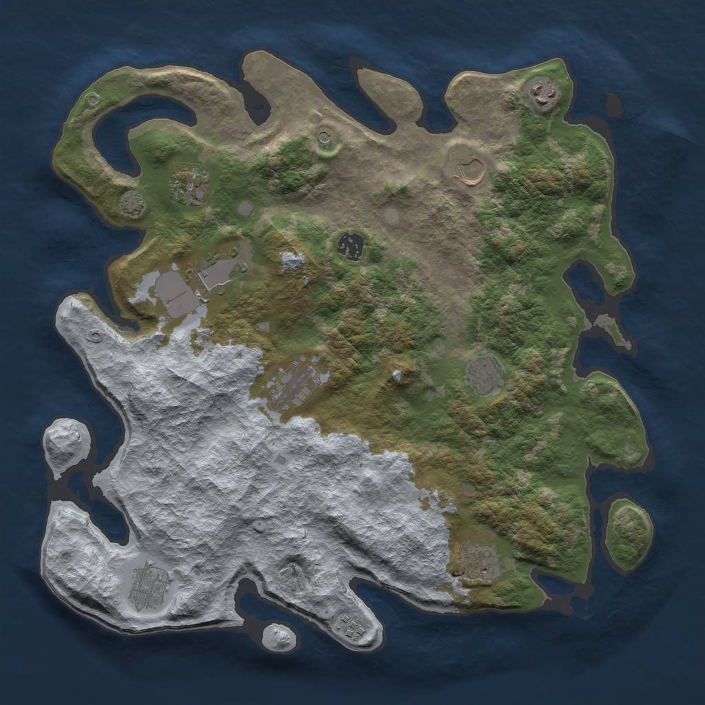 Rust Map: Barren, Size: 3950, Seed: 49578979, 14 Monuments
