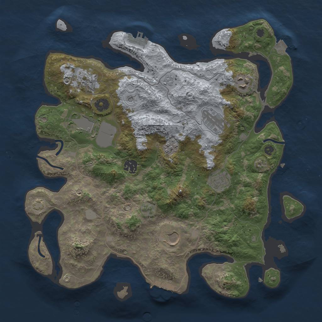 Rust Map: Procedural Map, Size: 3500, Seed: 76820877, 16 Monuments