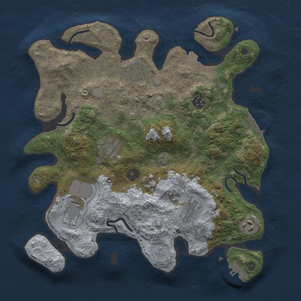 Rust Map: Procedural Map, Size: 3500, Seed: 382455571, 15 Monuments