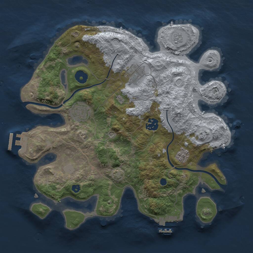 Rust Map: Procedural Map, Size: 3000, Seed: 27690, 10 Monuments