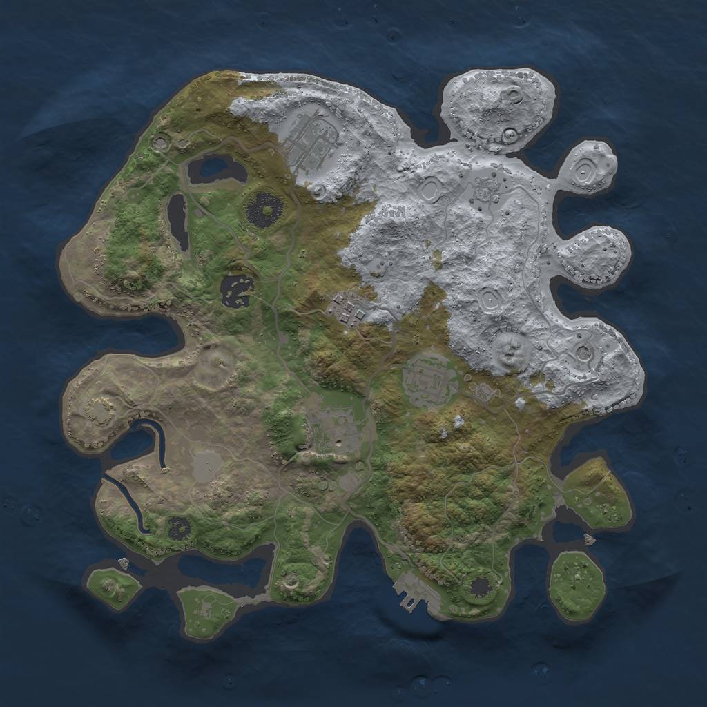 Rust Map: Procedural Map, Size: 3000, Seed: 27690, 12 Monuments