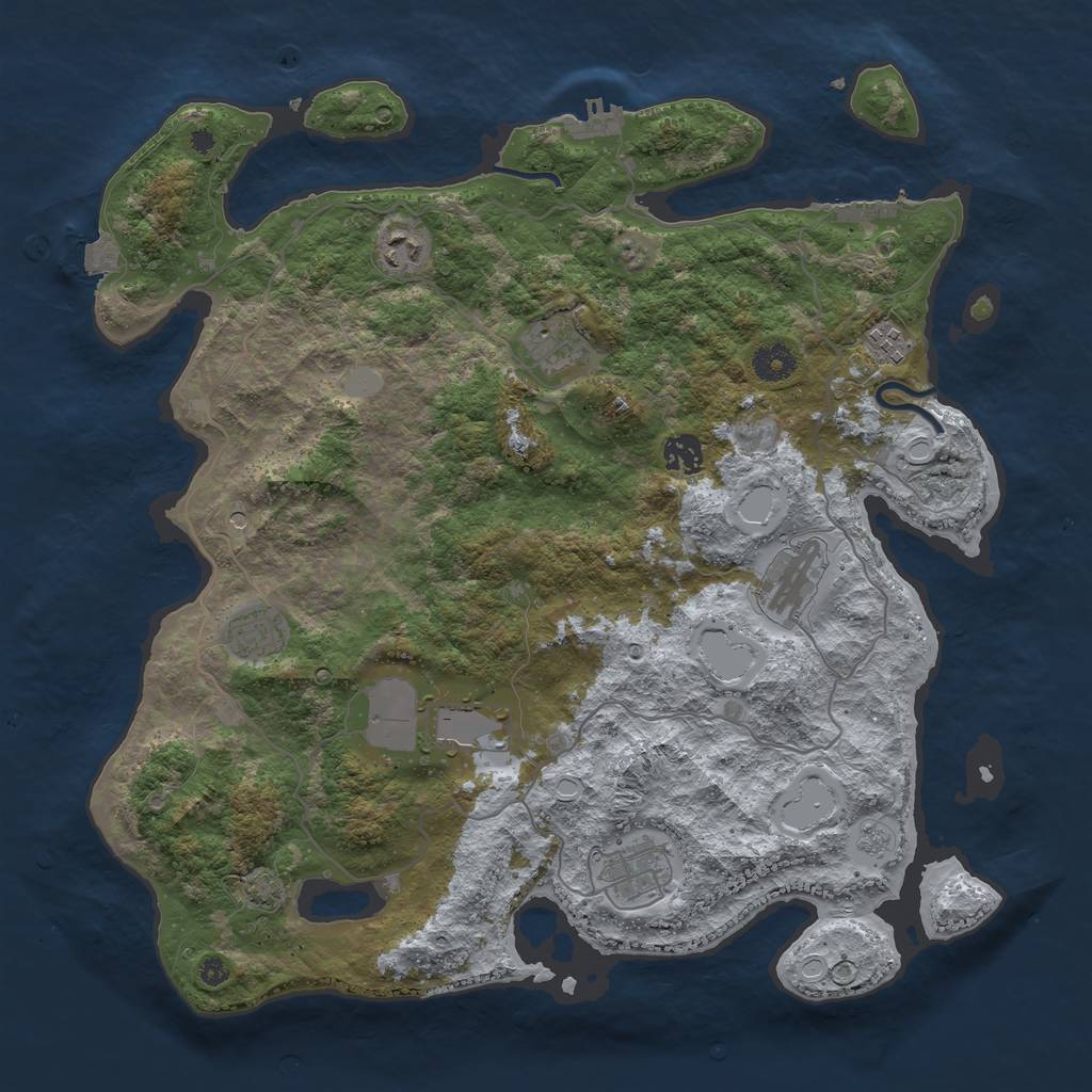 Rust Map: Procedural Map, Size: 4000, Seed: 123765, 16 Monuments
