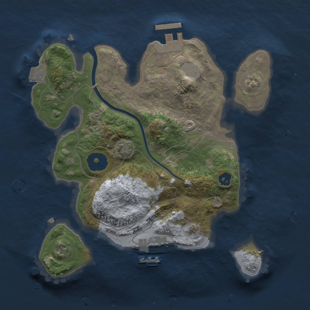 Rust Map: Procedural Map, Size: 2400, Seed: 9353, 4 Monuments