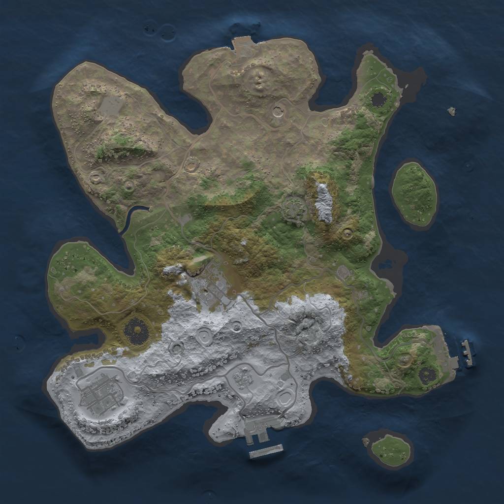 Rust Map: Procedural Map, Size: 3000, Seed: 882934, 10 Monuments