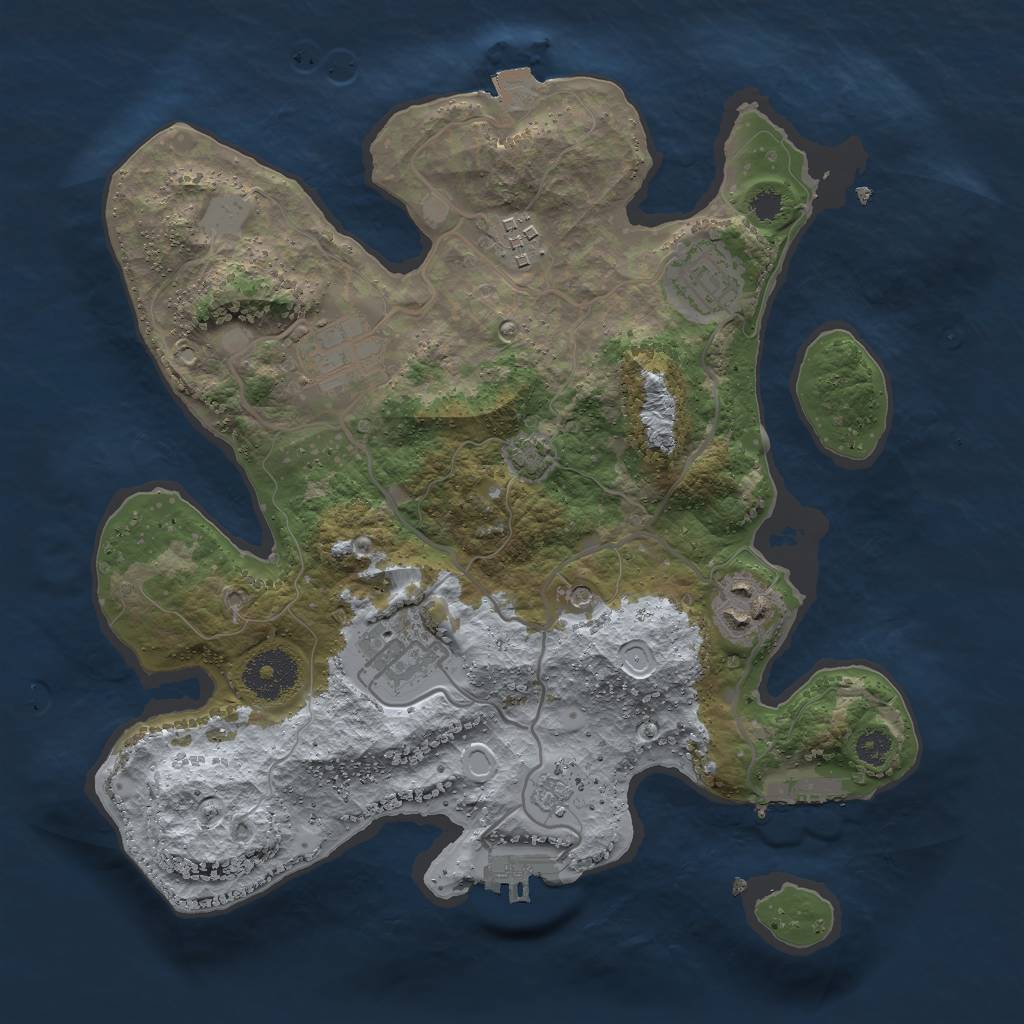 Rust Map: Procedural Map, Size: 3000, Seed: 882934, 13 Monuments