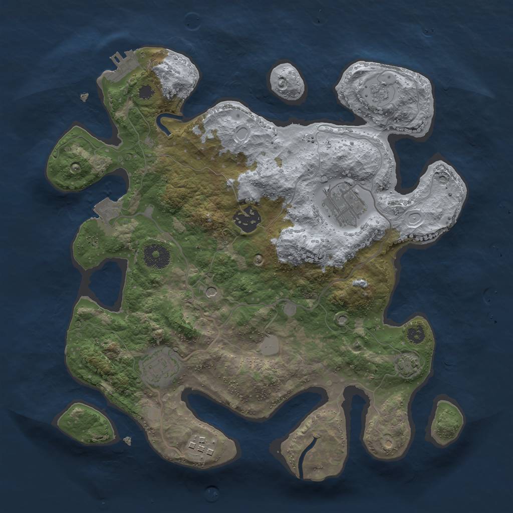 Rust Map: Procedural Map, Size: 3000, Seed: 9078, 11 Monuments