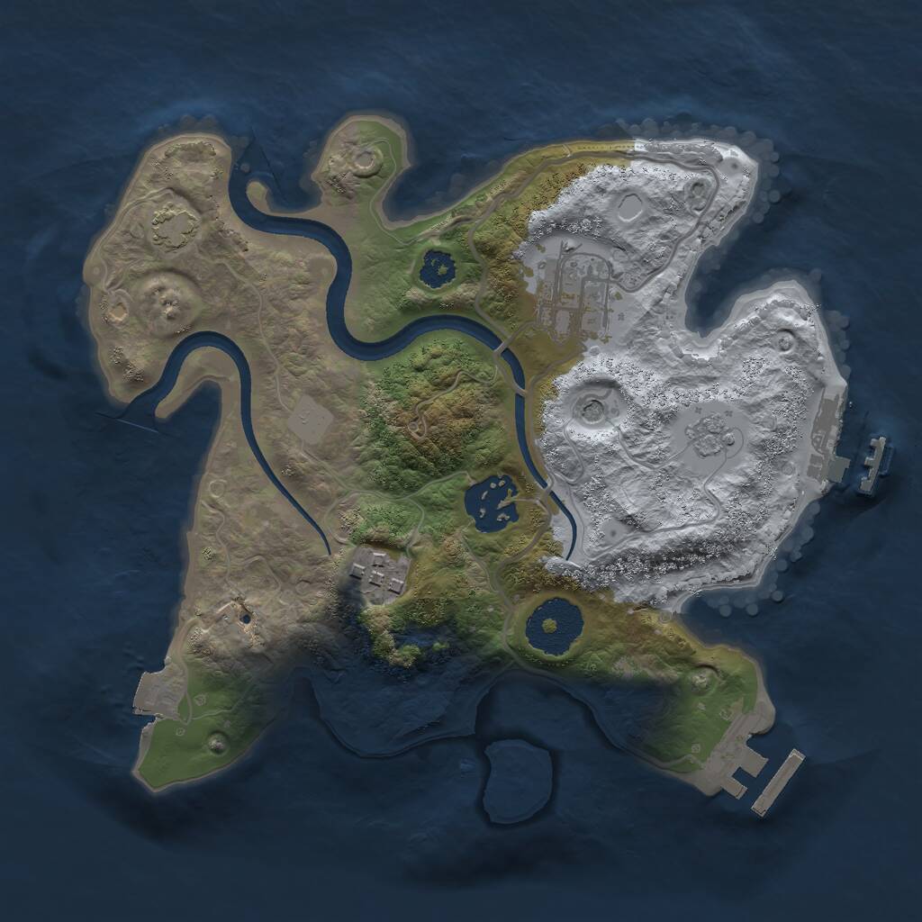 Rust Map: Procedural Map, Size: 2500, Seed: 23057, 9 Monuments