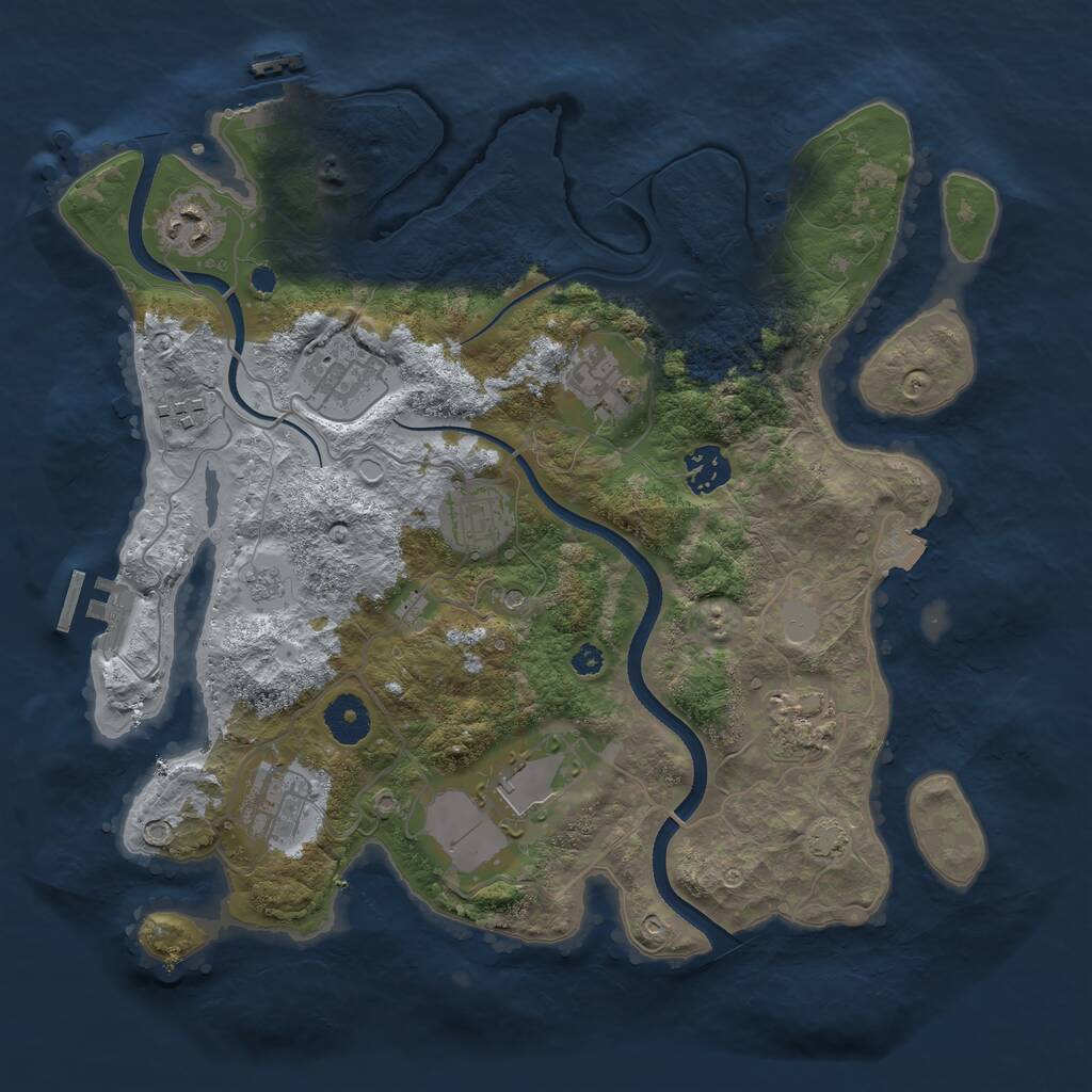 Rust Map: Procedural Map, Size: 3500, Seed: 1843823004, 15 Monuments