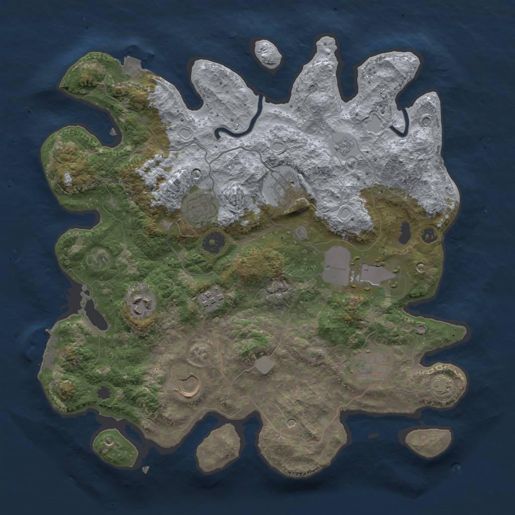 Rust Map: Procedural Map, Size: 3500, Seed: 1105407082, 14 Monuments