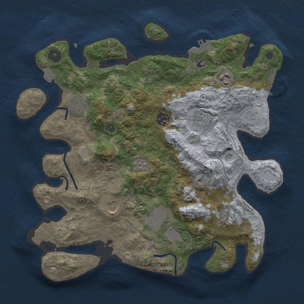Rust Map: Procedural Map, Size: 3500, Seed: 1867004490, 16 Monuments
