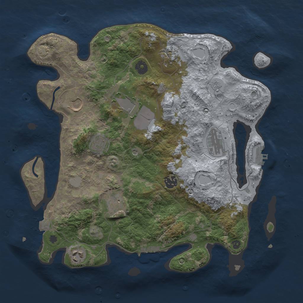 Rust Map: Procedural Map, Size: 3500, Seed: 784187714, 16 Monuments