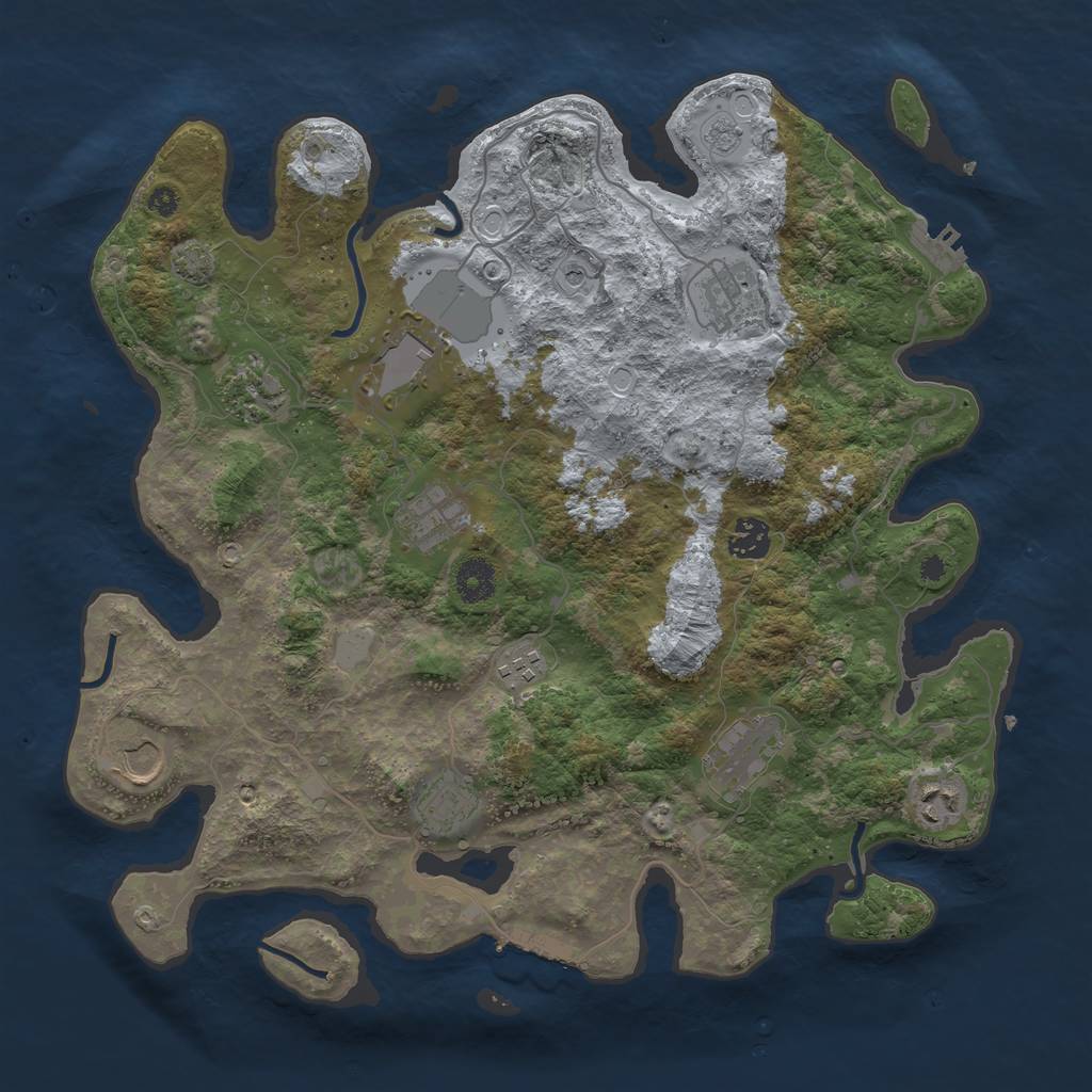 Rust Map: Procedural Map, Size: 3800, Seed: 6054153, 18 Monuments