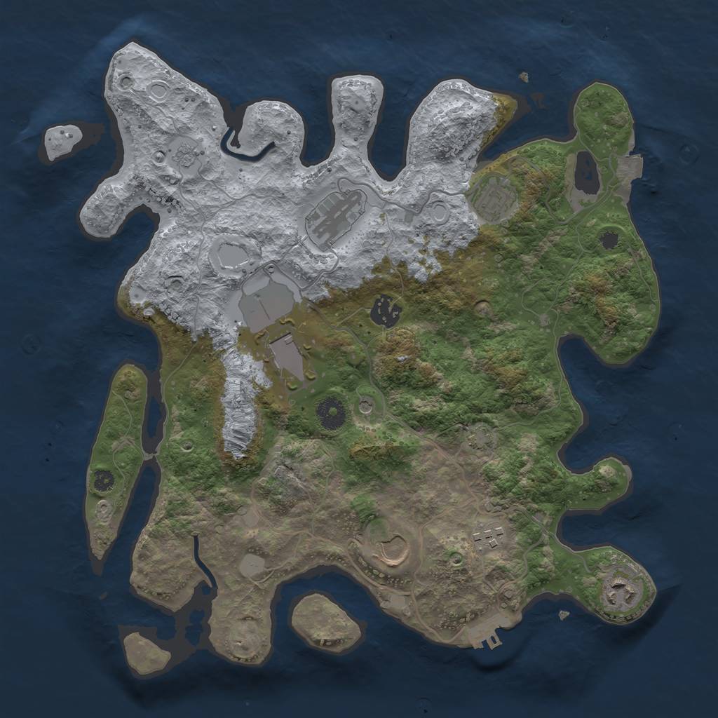 Rust Map: Procedural Map, Size: 3500, Seed: 1658038517, 14 Monuments