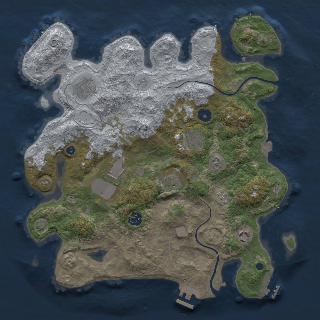 Rust Map: Procedural Map, Size: 3550, Seed: 97963741, 13 Monuments