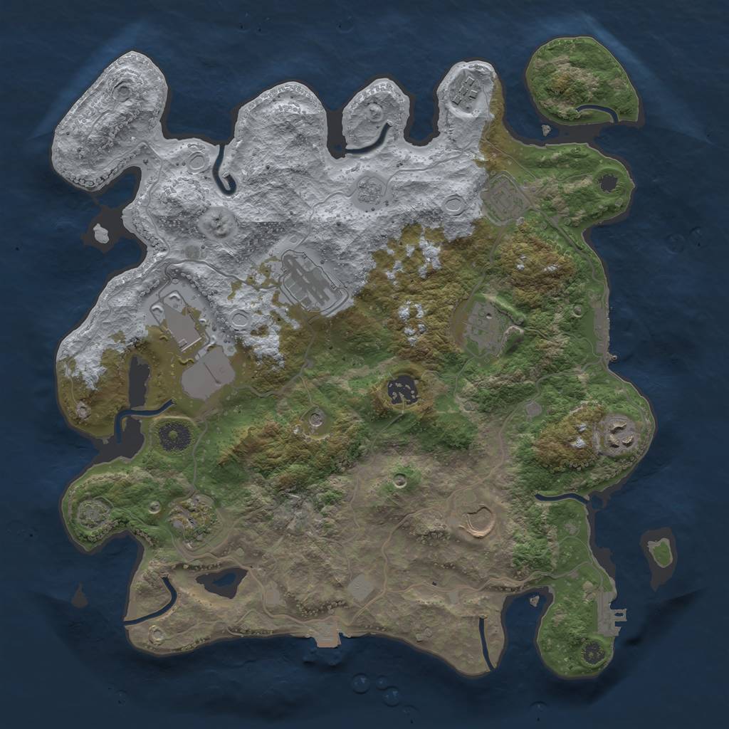 Rust Map: Procedural Map, Size: 3550, Seed: 97963741, 17 Monuments