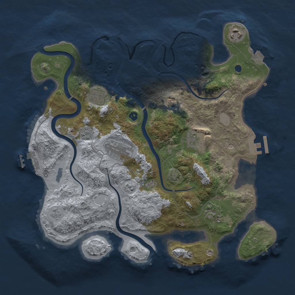 Rust Map: Procedural Map, Size: 3400, Seed: 7020043, 12 Monuments