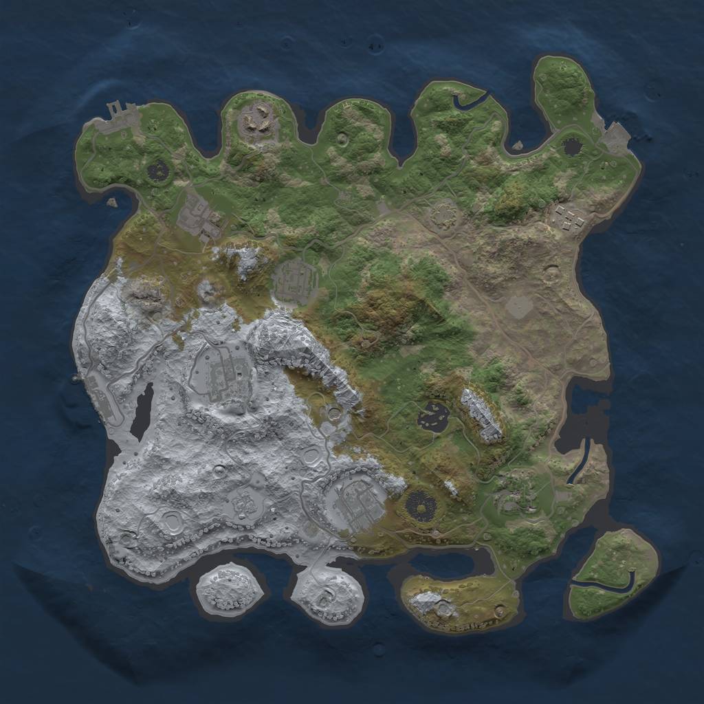 Rust Map: Procedural Map, Size: 3400, Seed: 7020043, 16 Monuments
