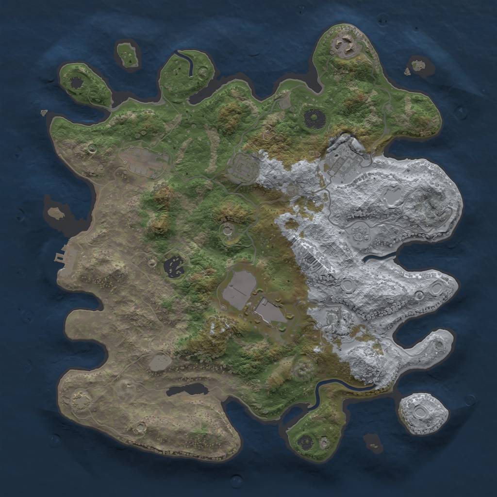 Rust Map: Procedural Map, Size: 3500, Seed: 170334, 14 Monuments