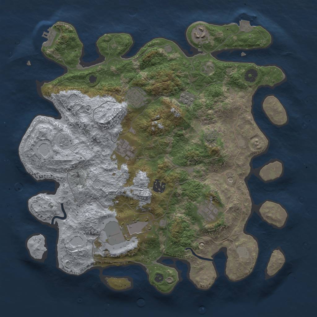 Rust Map: Procedural Map, Size: 3600, Seed: 40967106, 14 Monuments