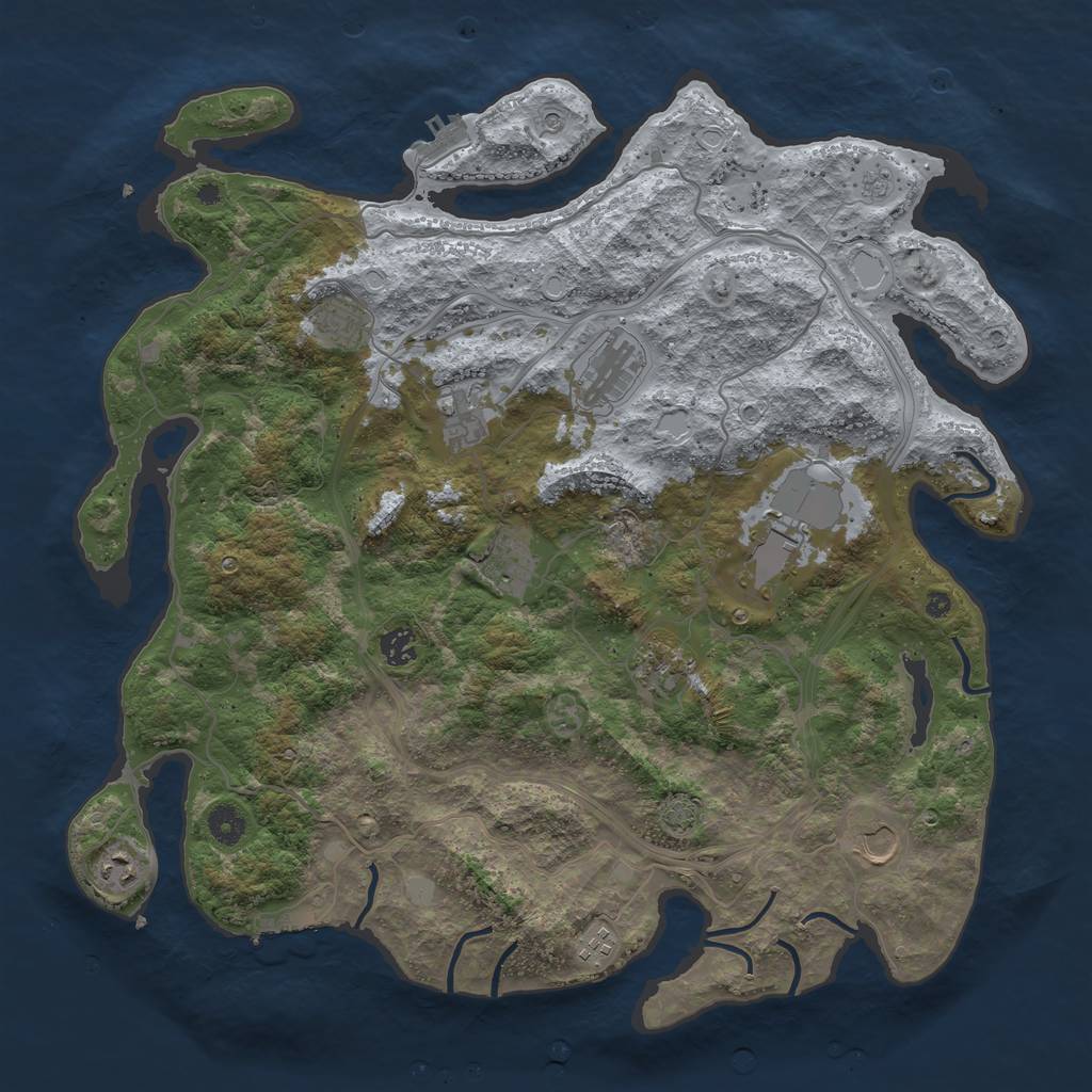 Rust Map: Procedural Map, Size: 4300, Seed: 90454305, 18 Monuments