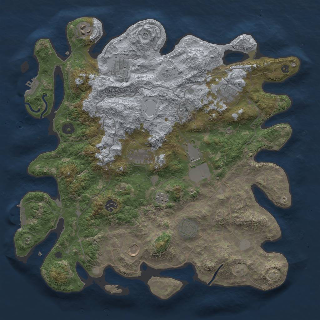 Rust Map: Procedural Map, Size: 4000, Seed: 7331923, 17 Monuments