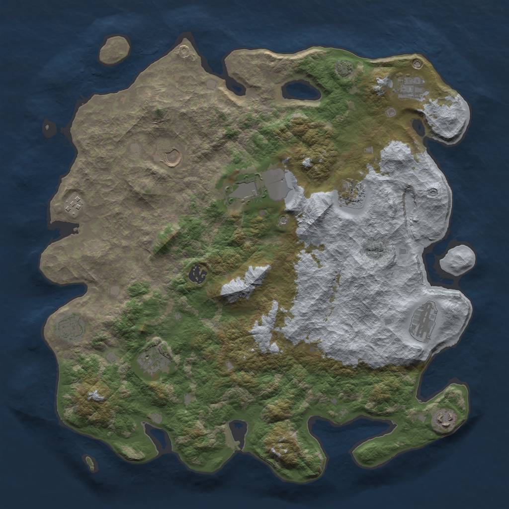 Rust Map: Barren, Size: 4250, Seed: 93113678, 14 Monuments