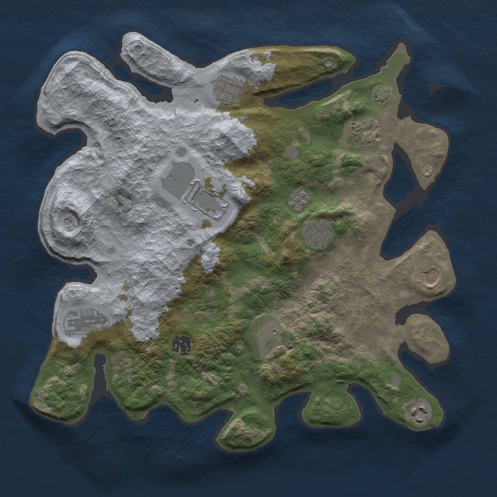 Rust Map: Barren, Size: 3800, Seed: 14598915, 14 Monuments