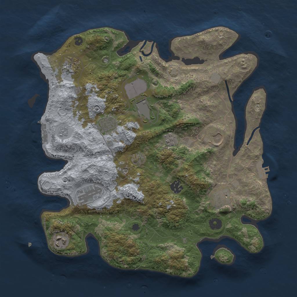 Rust Map: Procedural Map, Size: 3550, Seed: 9186741, 17 Monuments