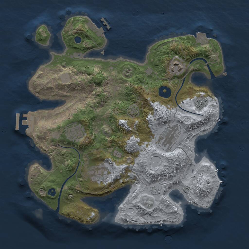 Rust Map: Procedural Map, Size: 3000, Seed: 2490716, 10 Monuments