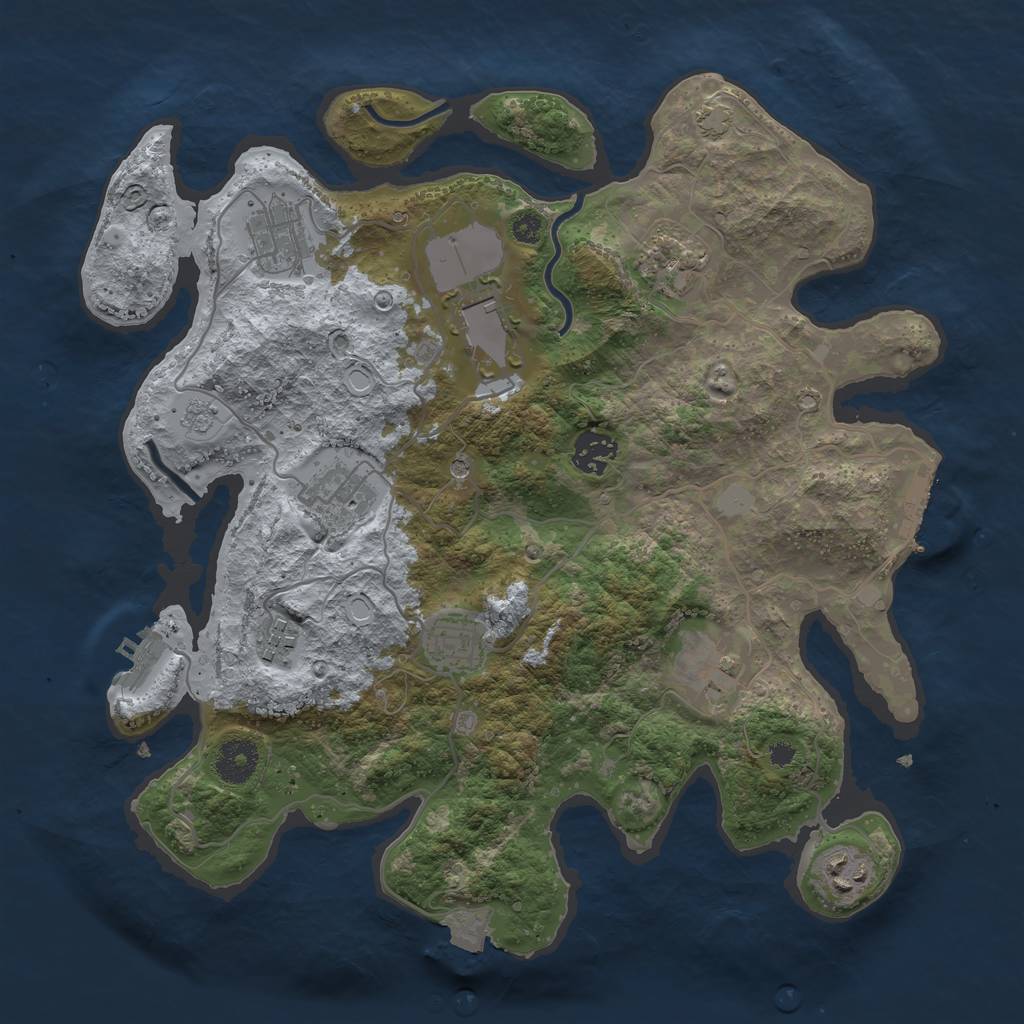 Rust Map: Procedural Map, Size: 3500, Seed: 965726185, 17 Monuments