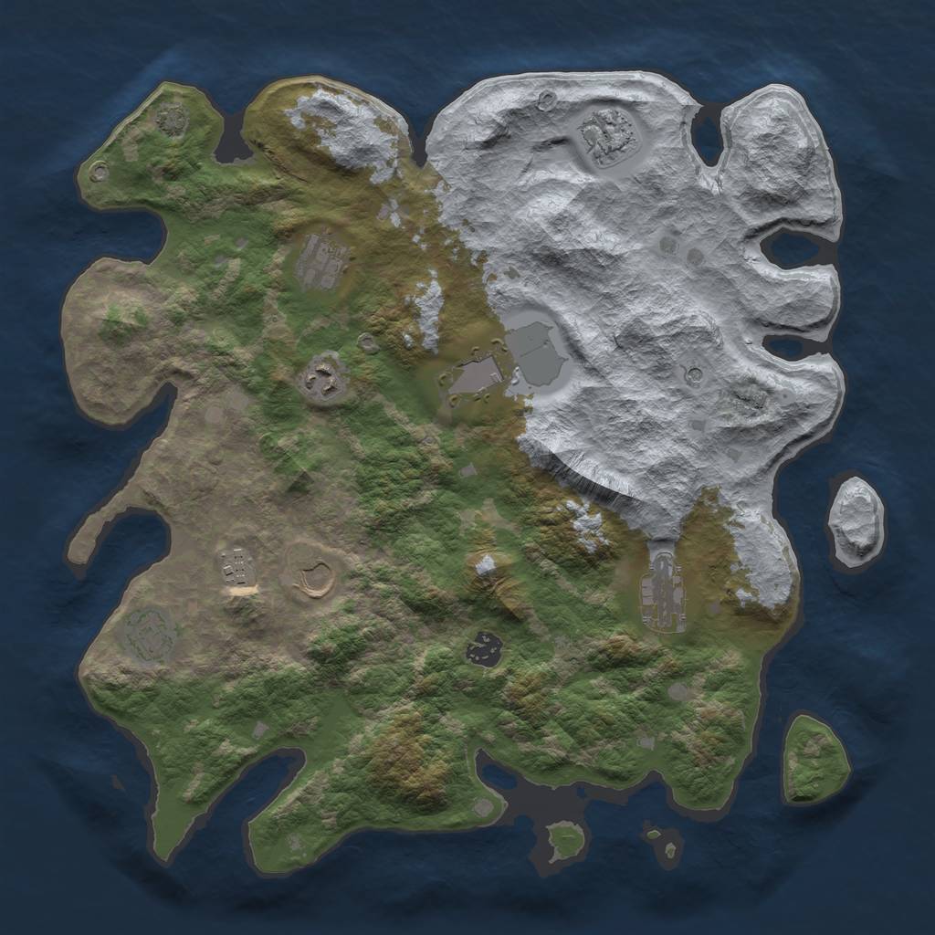 Rust Map: Barren, Size: 4000, Seed: 23115276, 13 Monuments