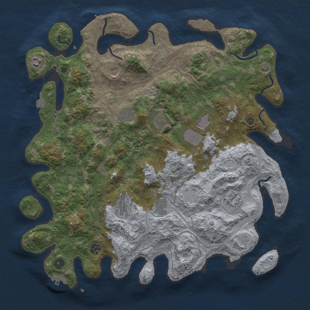 Rust Map: Procedural Map, Size: 4400, Seed: 43340882, 18 Monuments