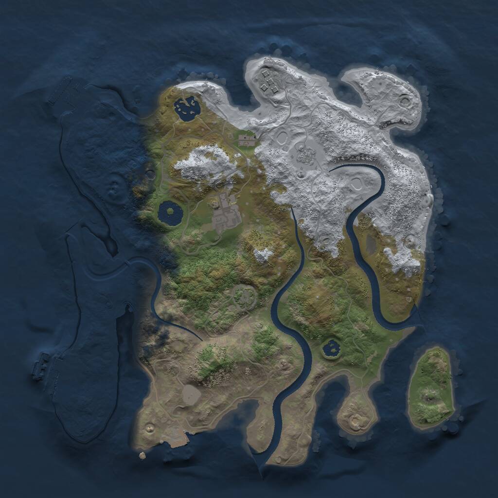 Rust Map: Procedural Map, Size: 3000, Seed: 1124332462, 9 Monuments