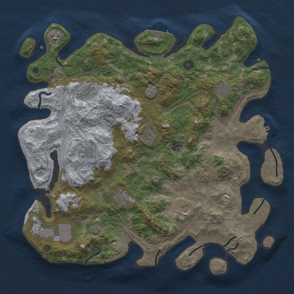 Rust Map: Procedural Map, Size: 4300, Seed: 47910516, 18 Monuments