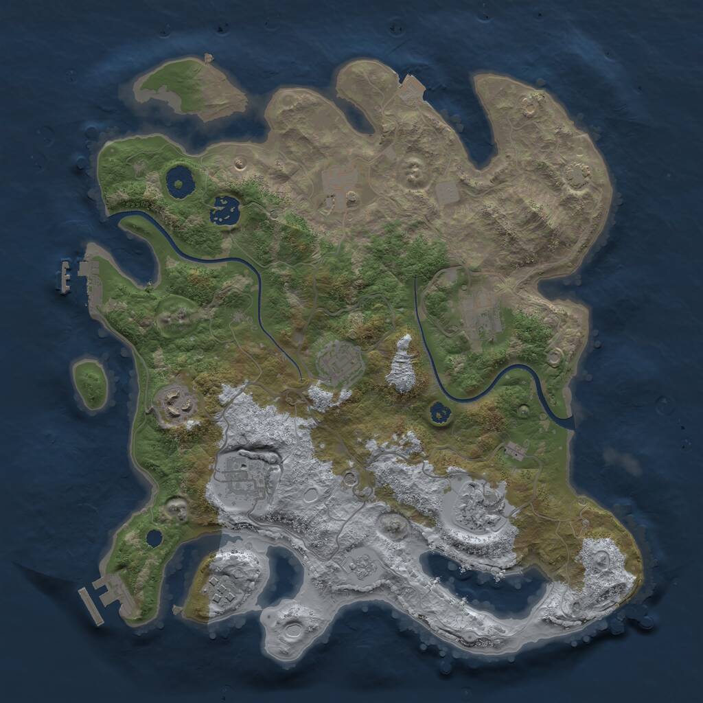 Rust Map: Procedural Map, Size: 3450, Seed: 20645751, 14 Monuments