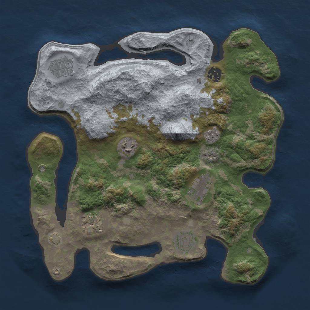Rust Map: Barren, Size: 3300, Seed: 1140077682, 11 Monuments